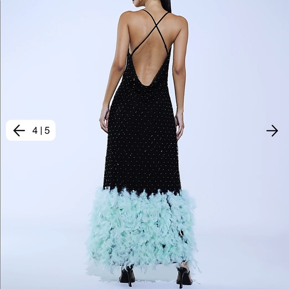 NWT River island maxi feather slip dress. SEE VIDEO ATTACHED - Picture 6 of 9